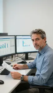Professional Actuary Reviewing Insurance Underwriting Data