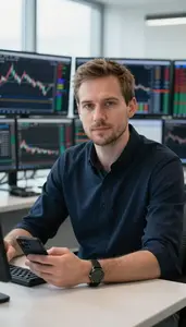 Professional Algorithmic Trader Monitoring Stock Tickers