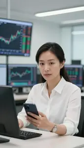 Professional Commodities Trader Analyzing Technical Indicators On Screen