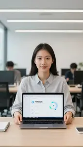 Professional Fintech Analyst Demonstrating A Fintech Application