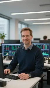 Professional Fixed Income Trader Reviewing Trading Performance Metrics