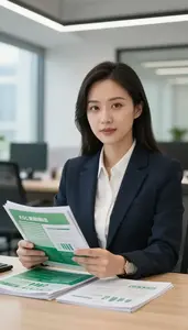 Professional Green Investment Analyst Reviewing Renewable Energy Investment Data