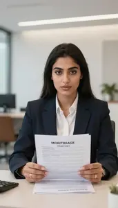 Professional Mortgage Banker Reviewing Mortgage Documents
