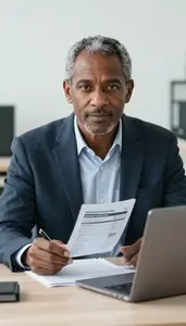 Professional Risk Assessment Specialist Reviewing Insurance Underwriting Data