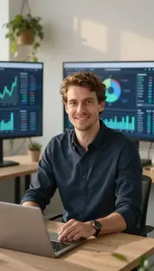 Professional Sustainability Investment Specialist Reviewing Renewable Energy