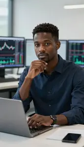 Quantitative Trader Executing Trades On A Trading Terminal Stock Photo