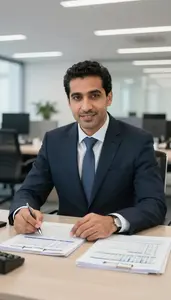Risk Underwriter Analyzing Regulatory Compliance Reports Stock Photo