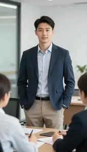 Sales Representative Reviewing Documents In Office
