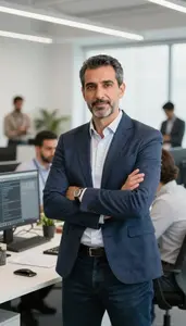 Software Developer At Work In Modern Office Setting