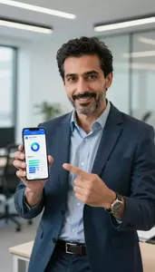 Successful Blockchain Investment Specialist Reviewing App User Engagement