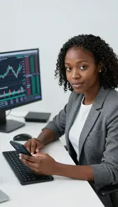Successful Cryptocurrency Trader Analyzing Real Time Trading Charts