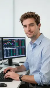 Successful Day Trader Executing Trades On A Trading Terminal