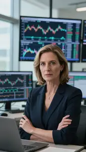 Successful Equity Trader Evaluating Market Volatility