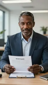 Successful Mortgage Banker Reviewing Mortgage Documents
