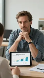Successful Personal Finance Advisor Creating A Retirement Plan With A Client