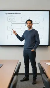 Systems Architect At Work In Modern Office Setting