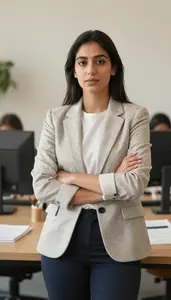 Tech Entrepreneur Reviewing Documents In Office