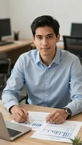 Treasury Analyst Conducting Cost Analysis Stock Photo