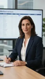 Venture Capitalist Reviewing Portfolio Company Performance Stock Photo