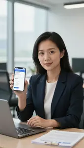 Woman Finance Professional Reviewing Robo Advisor Performance