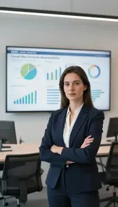 Woman Finance Professional Evaluating Corporate Social Responsibility Data