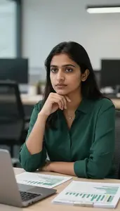 Woman Finance Professional Analyzing Sustainability Metrics
