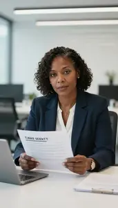 Woman Finance Professional Reviewing Term Sheet Documents
