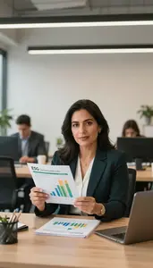 Woman Finance Professional Reviewing Esg Rating Reports