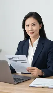 Woman Finance Professional Reviewing Mortgage Documents
