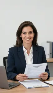 Woman Finance Professional Reviewing Insurance Underwriting Data