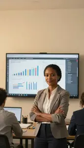 Woman Investment Professional Preparing Board Financial Presentations