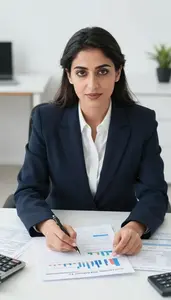 Woman Investment Professional Analyzing Profit And Loss Statements