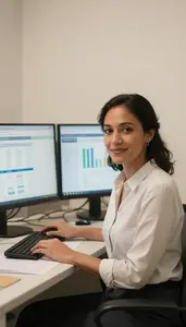 Woman Investment Professional Analyzing Risk Assessment Models