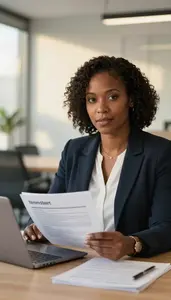 Woman Investment Professional Reviewing Term Sheet Documents