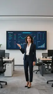 Woman Investment Professional Demonstrating A Fintech Application