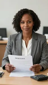 Woman Investment Professional Reviewing Mortgage Documents