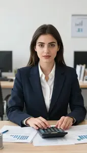 Accounting Manager Modeling Financial Projections Stock Photo