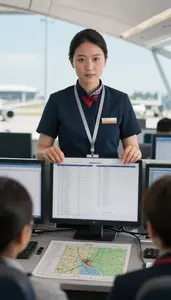 Airport Ground Serving Passengers Airplane A Flight Planning Office