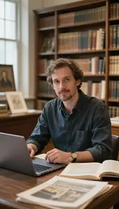 Antiquarian Researching Art History In A Museum Gallery Exhibition Space