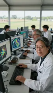 Atmospheric Scientist Analyzing Climate Model In A Climate Research Computing