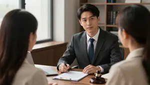Attorney Explaining Legal Rights In A Lawyer Private Office In Professional