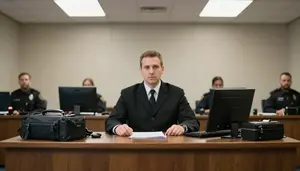 Bailiff Presiding Over Court In A Judge Chambers Office In Professional Setting