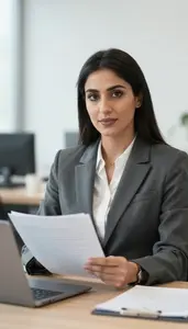 Banking Professional At Desk In Modern Office