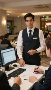 Banquet Manager Coordinating Resort Activity In An Event Planning Office