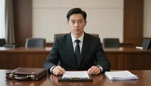 Barrister Prosecuting Case Criminal In A Law Firm Conference Room In