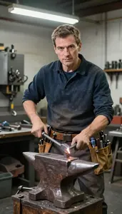 Blacksmith Forging Metal Anvil In A Cnc Machining Workshop In Professional