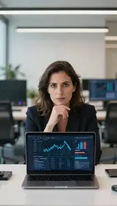 Blockchain Investment Specialist Analyzing Digital Payment Trends Stock Photo
