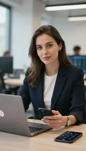 Blockchain Investment Specialist Reviewing Digital Wallet Analytics Stock Photo