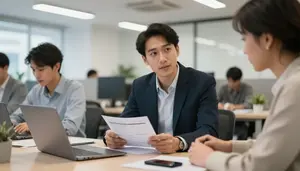 Brand Manager Conducting Market Research In A Sales Team Open Office Area