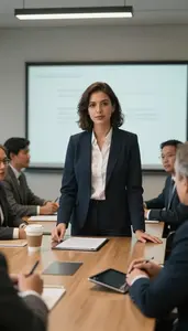 Businesswoman Preparing Presentation Senior In A Procurement Office In